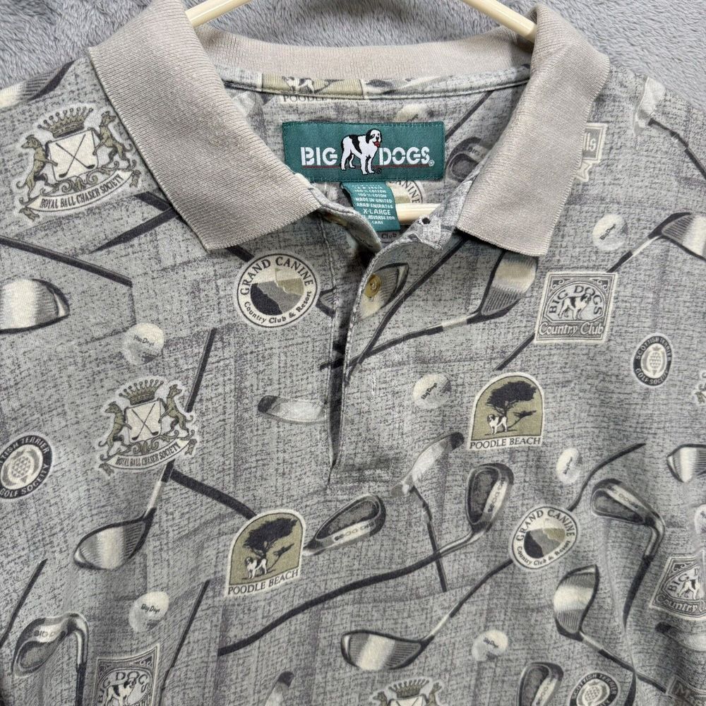 Big Dogs Gray Polo Shirt with Golf Print
